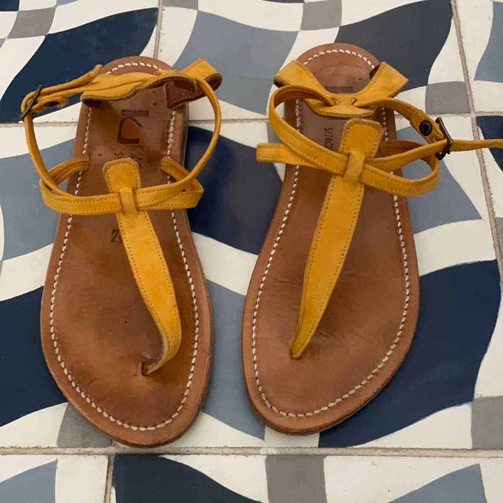 Kjacques St. Tropez yellow leather sandals
